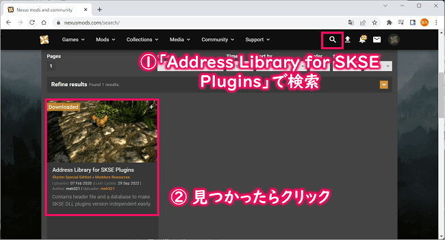 Address Library for SKSE Pluginsで検索